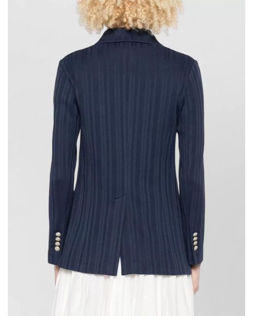 Circolo 1901 Blue Striped Double Breasted Long Cotton Jacket
