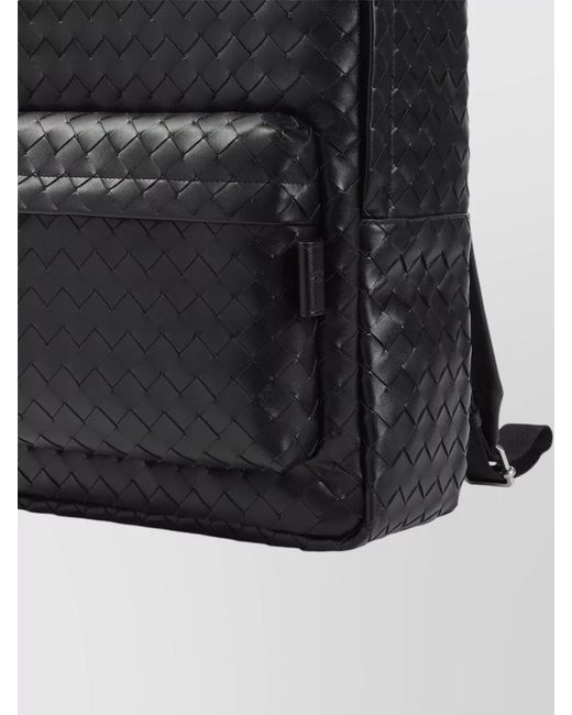Bottega Veneta Black Intrecciato Leather Backpack Cargo Pocket