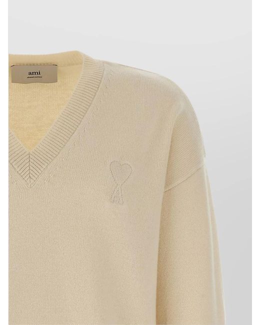 AMI White Wool Cashmere Sweater for men