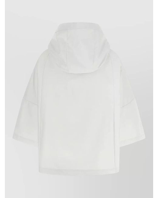 Moorer White Florida Hooded Jacket Mid Length Sleeves