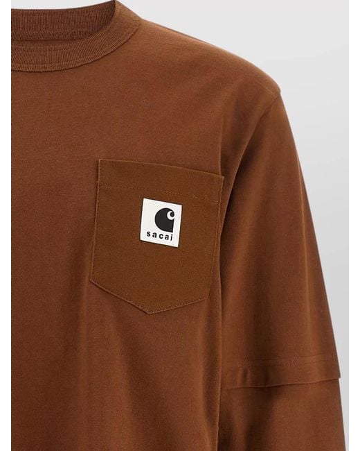 Sacai Brown Cotton Long-Sleeve T-Shirt