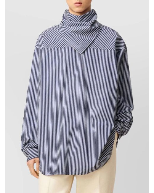AMI Purple Striped Bandana Cotton Long-Sleeve Shirt