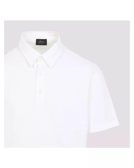 Brioni White Cotton Polo Shirt for men