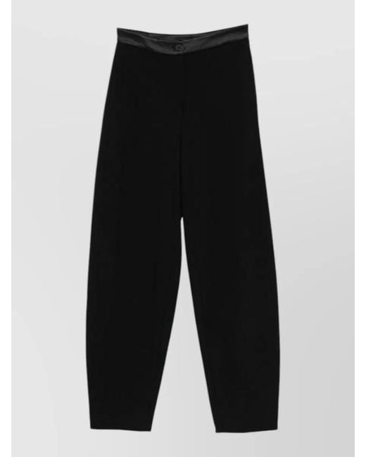 Emporio Armani Black Tailored Pants Dart Detail Tapered Leg