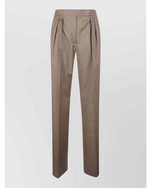 Max Mara Natural Tailored Trousers Pleated Front Belt Loops