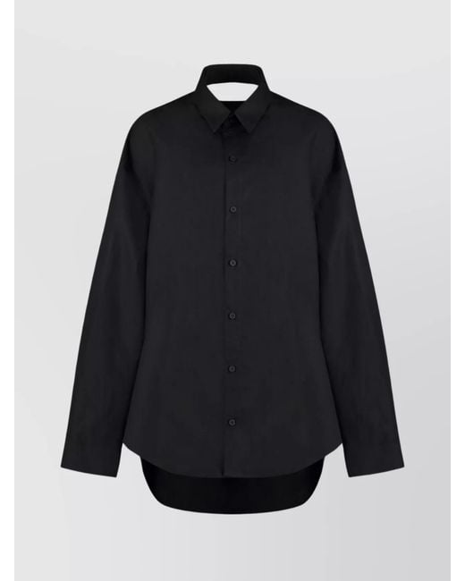 Balenciaga Blue Cotton Poplin Suspended Shirt Dress