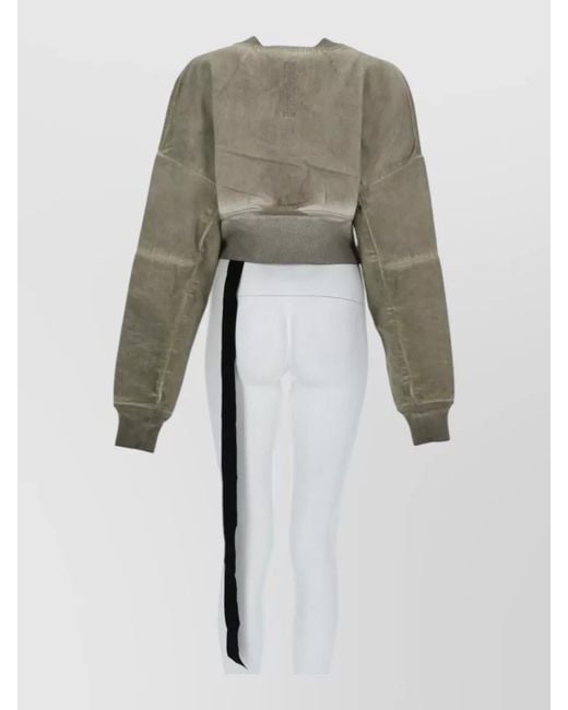 Rick Owens White Denim Cropped Bomber Jacket