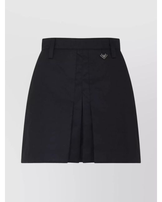 Prada Blue Mini Skirt With Belt Loops And Pleats