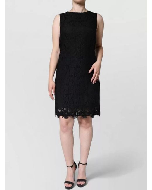 Dolce & Gabbana Black Floral Lace Sheath Sleeveless Mini Dress