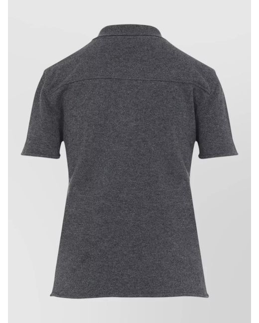 Miu Miu Gray Cashmere Short-Sleeve Polo Shirt