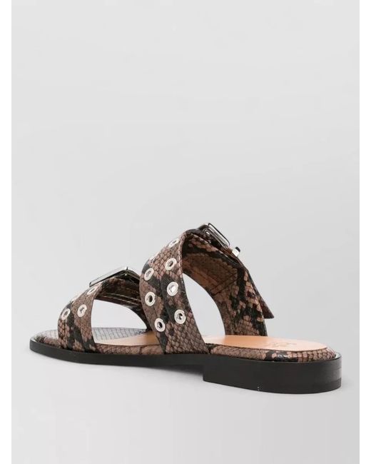 Ganni Multicolor Lace Sandals Open Toe Flat Sole