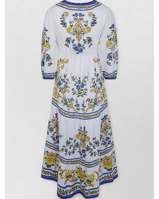 Farm Rio Blue Emily Floral Tapestry Maxi Dress