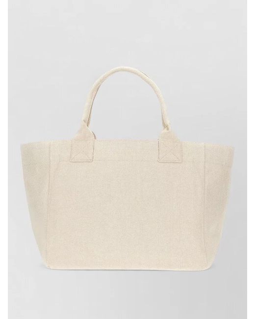 Ganni White Canvas Tote Bag Graphic Print Handles