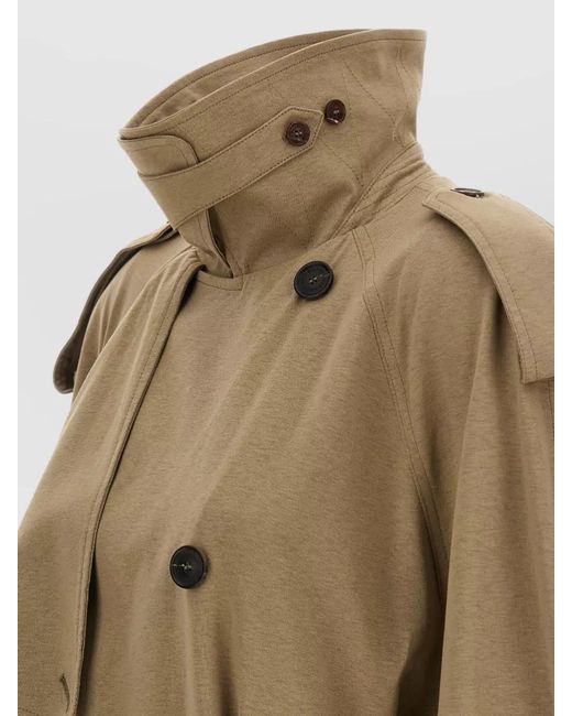 Balenciaga Natural Cotton Cropped Belted Double-Breasted Trench Coat