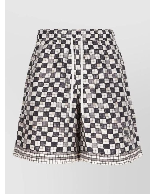 Amiri White Silk Printed Bermuda Shorts for men