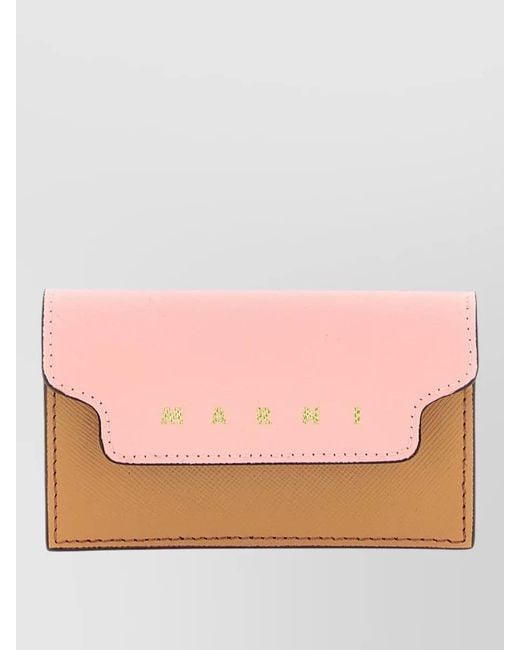 Marni Pink Leather Card Holder