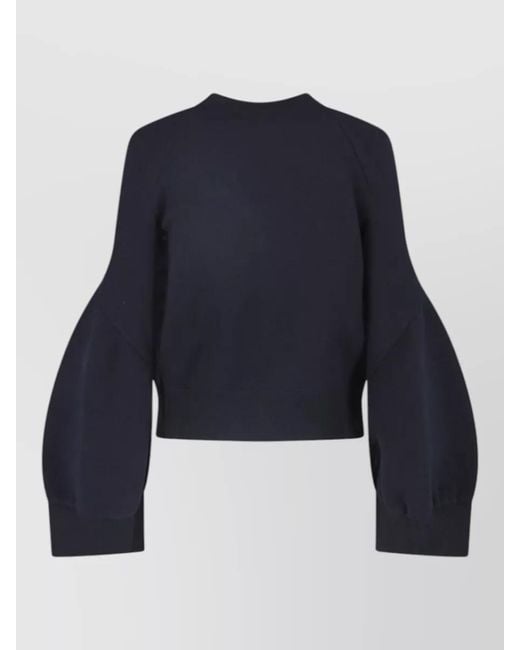 Sacai Blue Cropped Balloon-Sleeve Sweatshirt