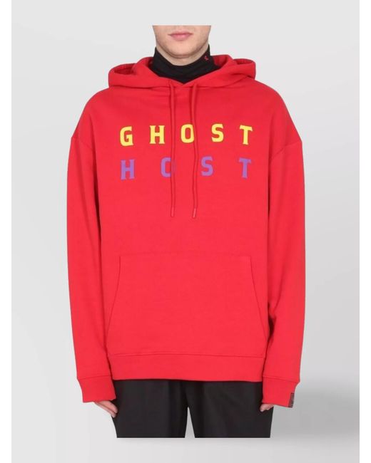 Raf Simons Red Cotton Logo Hoodie for men