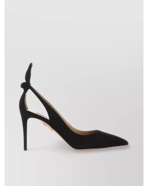 Aquazzura Black Suede Bow Tie 85 Pumps
