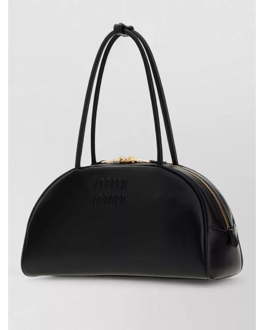 Miu Miu Black Leather Shoulder Bag Tone Hardware