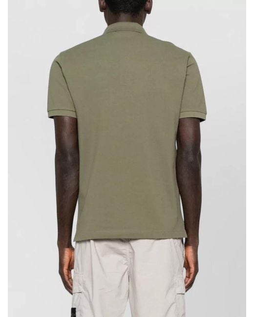 Stone Island Green Logo Cotton Polo Shirt Short Sleeves for men