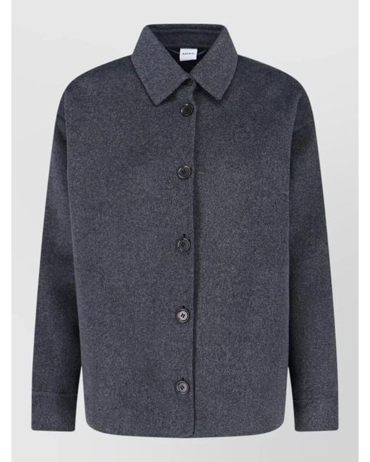 Aspesi Blue Wool Single-Breasted Coat