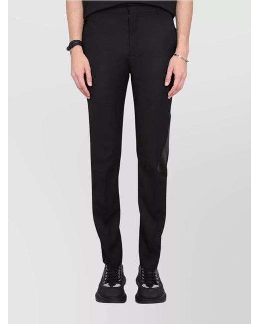 McQueen Black Virgin Wool Tailored Trousers for men