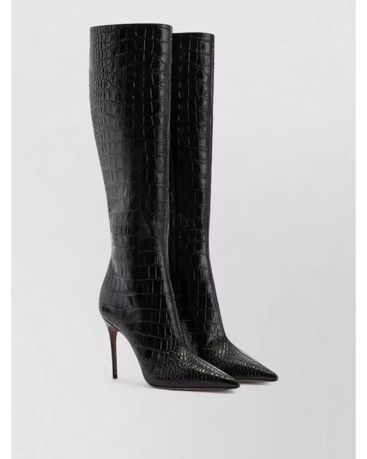 Paris Texas Black Vera Knee High Crocodile Effect Boots 85