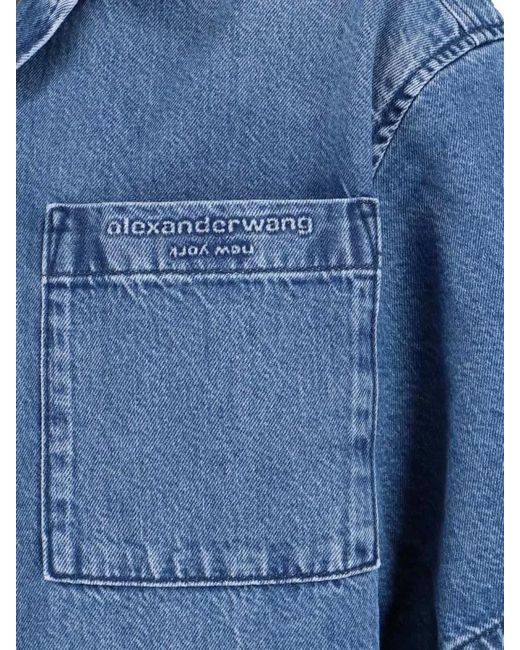 Alexander Wang Blue Cropped Denim Shirt