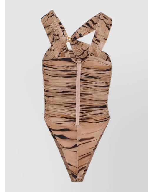Elisabetta Franchi Multicolor Tiger Print One Piece Swimsuit Body