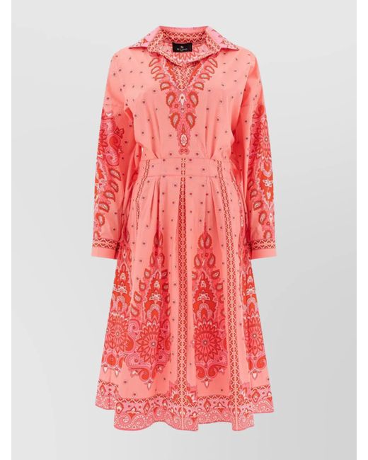 Etro Red Printed Midi Dress