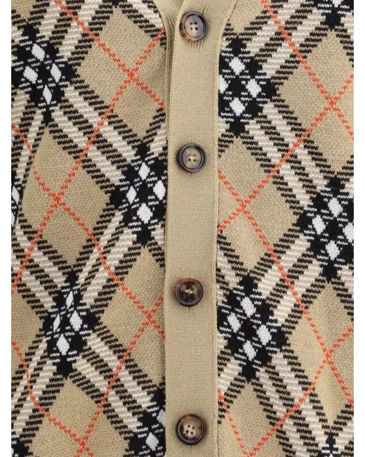 Burberry White Ribbed Wool Blend Cardigan for men