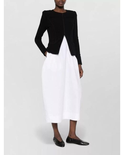 Emporio Armani White Knit Blazer Jacket Featuring Front Zipper
