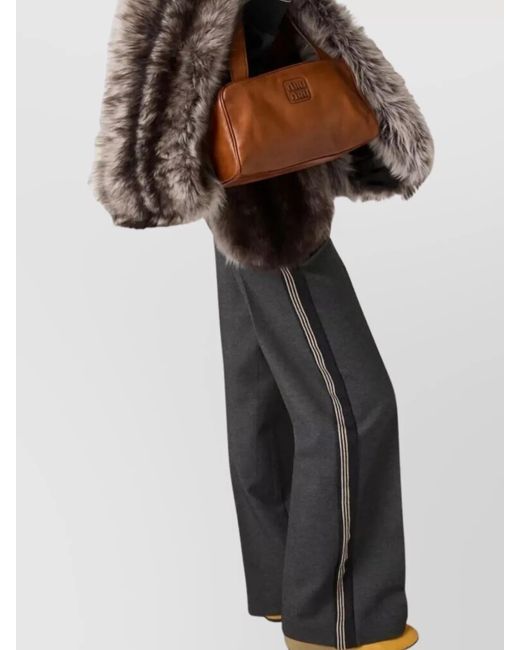 Miu Miu Gray Knit Trousers With Side Stripe Detail