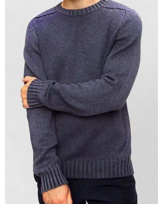 Dondup Blue Knit Sweater Long Sleeves Ribbed Cuffs Hem Neckline for men