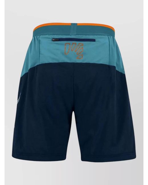 Karpos Blue Technical Shorts Elastic Waistband Contrast Panels for men