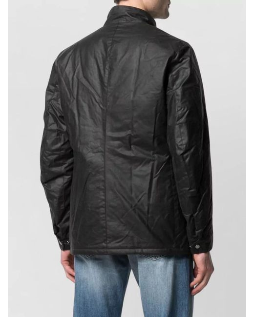Barbour Black Thornproof Waxed Cotton Jacket High Collar for men