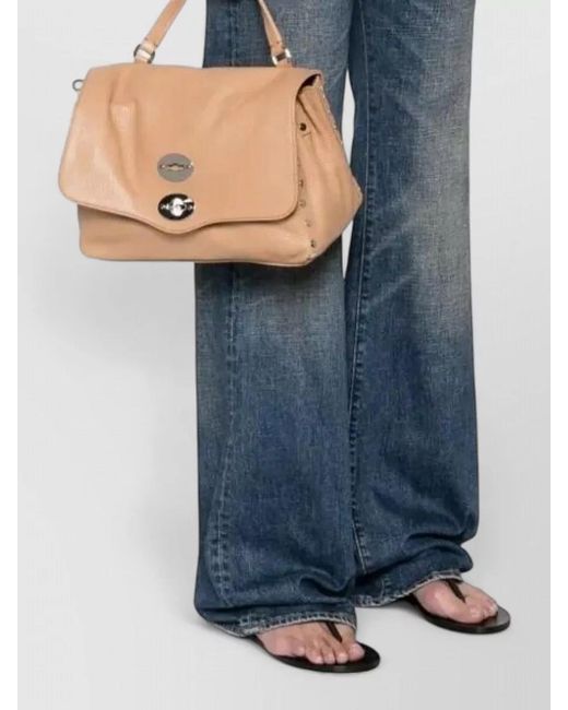 Zanellato Natural Tote Bag Adjustable Strap Metal Studs Handle