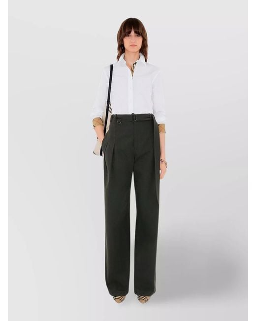 Burberry White Cotton Poplin Shirt With Check Pattern Detail