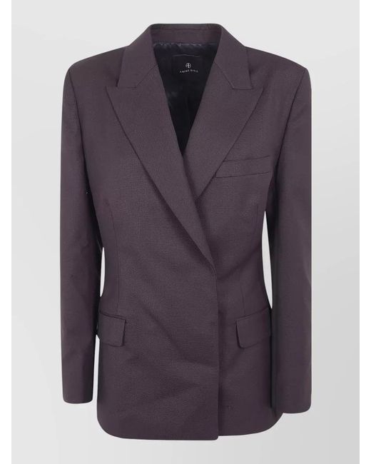 Anine Bing Blue Single-Breasted Blazer Jacket