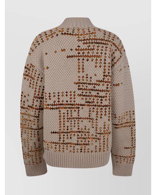 Dries Van Noten Natural Textured Knit Sweater Abstract Design for men