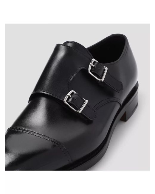 John Lobb Black Leather Double Monk Shoes for men