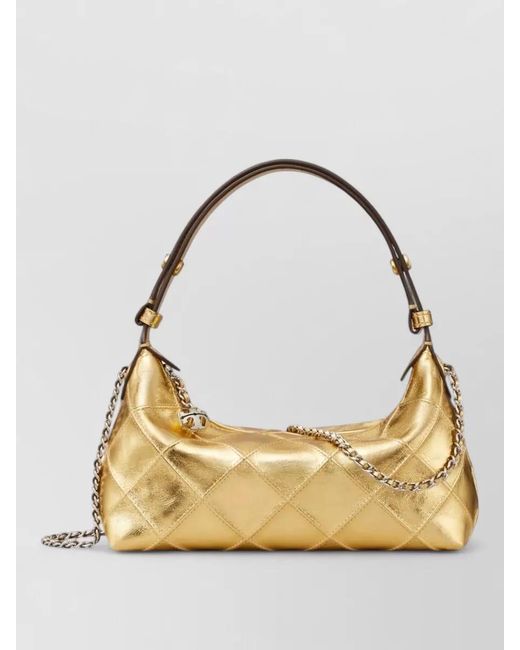 Tory Burch Shoulder Bag Metallic Chain Strap Quilting