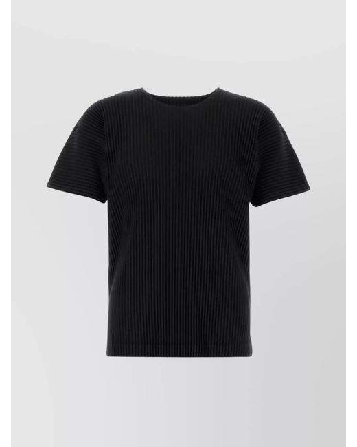 Homme Plissé Issey Miyake Black Pleated Short-Sleeve T-Shirt for men