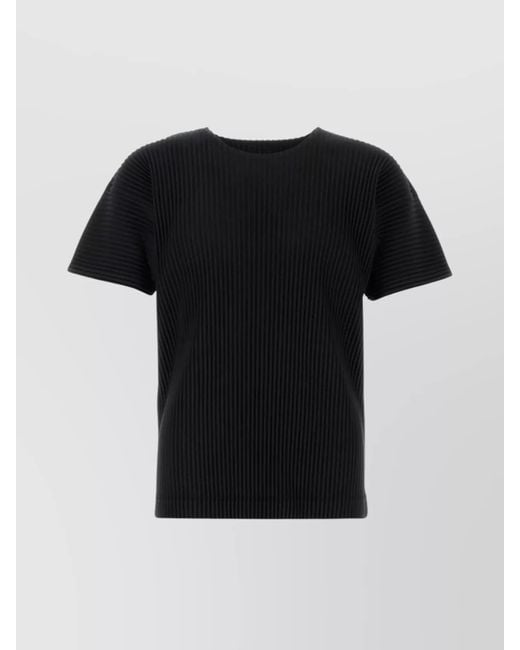 Homme Plissé Issey Miyake Black Pleated Short-Sleeve T-Shirt for men