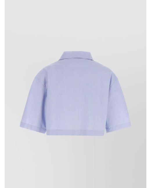 Givenchy Purple Cropped Short Sleeve Cotton Shirt