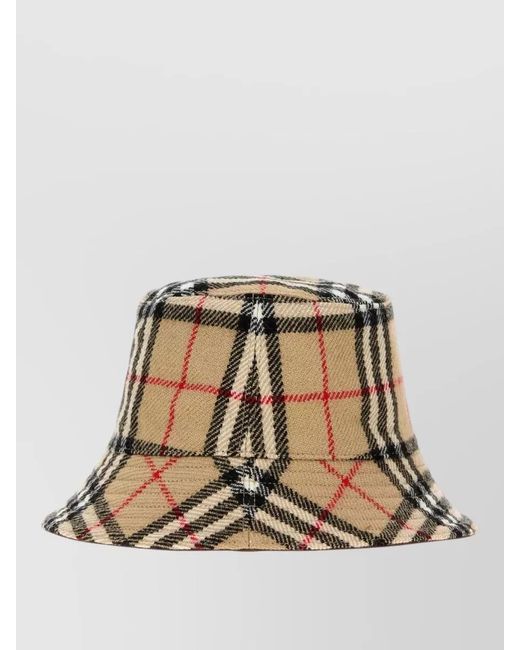 Burberry Natural Embroidered Wool Reversible Bucket Hat