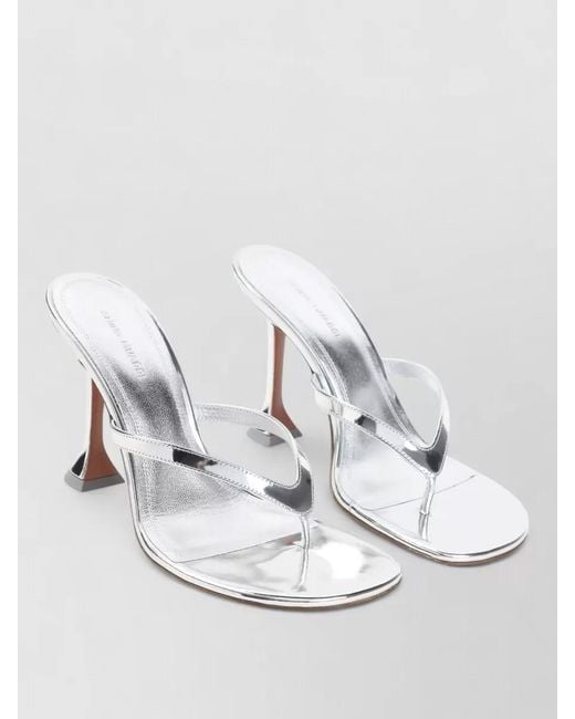 AMINA MUADDI White Juliette Thong Mules Mirrored Leather Heel