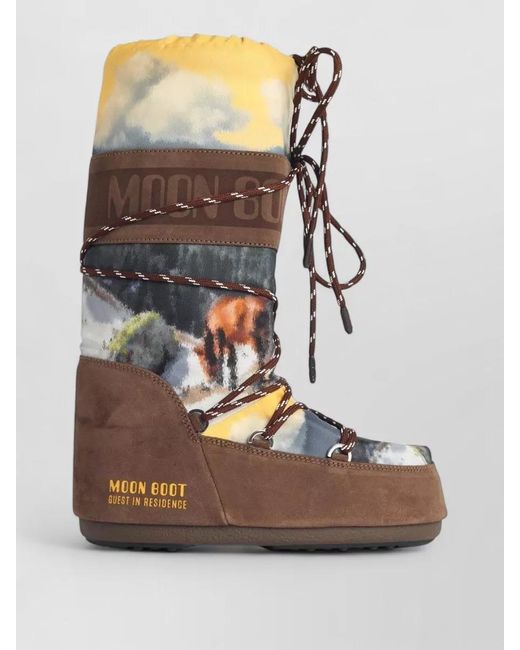 Moon Boot Multicolor Icon Postcard Nylon Suede High Top Boots