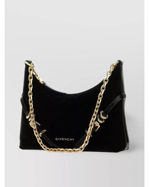 Givenchy Black Voyou Party Velvet Shoulder Bag
